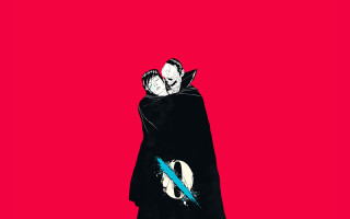 Couple people red background black - a black cape free wallpaper