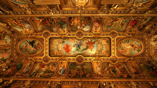 Ceiling painting people flowers gold - renaissance oil painting free wallpaper