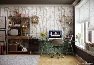 Room desk interior furniture workspace 5 - a view free wallpaper
