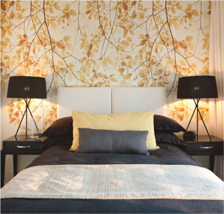 Bed lamps tree design bedroom - a wall free wallpaper