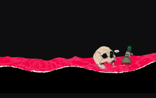 Cartoon skull beer bottle wine - graphic novel free wallpaper