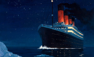 Cruise ship ocean night stars - matte drawing free wallpaper