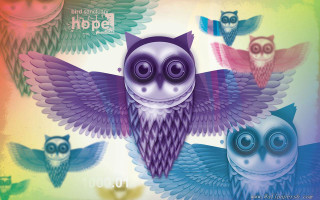 Colorful owl holography android jones - a caption free wallpaper