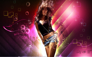 Woman denim shorts neon colorful - neon free wallpaper