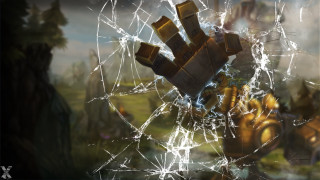 Broken window yellow glove robot - a broken window free wallpaper