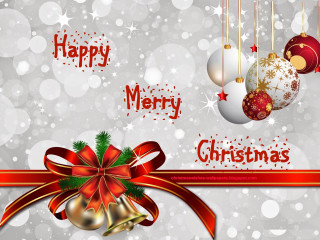 Merry christmas ornaments snowflakes red - a silver background free wallpaper