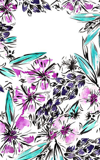 Floral frame purple flowers leaves - text free wallpaper