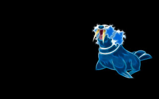 Blue white animal black background - bioluminescence free wallpaper