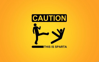 Yellow background caution this is 3 - man free wallpaper