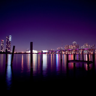 City skyline night bridge water 3 - free city wallpaper