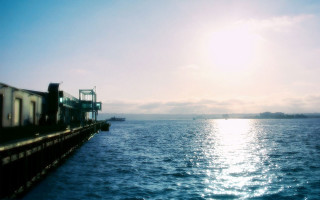 Water bridge boat distance building - bascove free wallpaper