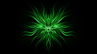 Green flower black background center 2 - psychedelic art free wallpaper