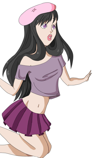 Cartoon girl pink hat purple - purple free wallpaper