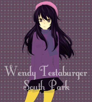 Girl purple shirt yellow socks - long black hair free wallpaper