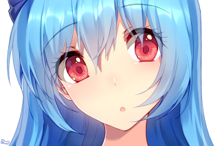 Blue haired anime girl pink - pink eye free wallpaper