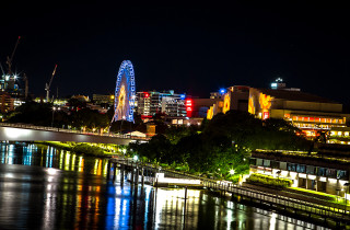 City skyline ferris wheel night 6 - interactive free wallpaper