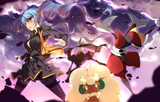 Anime characters purple sky clouds 2 - a purple sky free wallpaper