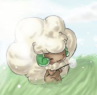 Cartoon sheep green ear bubble - impressionist free wallpaper