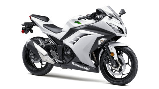 White motorcycle green logo photorealism - a white motorcycle free wallpaper