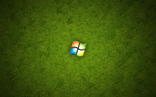 Computer logo green grass flowers - tiny free wallpaper