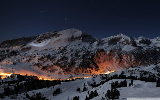 Snowy mountain night full moon 7 - arthur b. carles free wallpaper