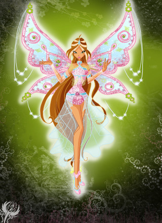 Fairy pink dress wings green - a fairy free wallpaper