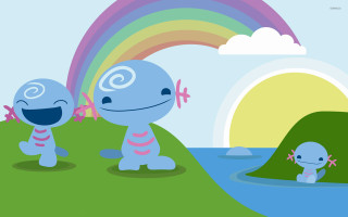 Cartoon character grass rainbow small - chiho aoshima free wallpaper