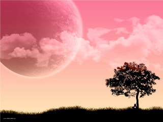 Tree person pink sky large - a pink sky free wallpaper
