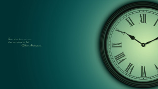 Clock roman numerals green background 2 - a quote below free wallpaper