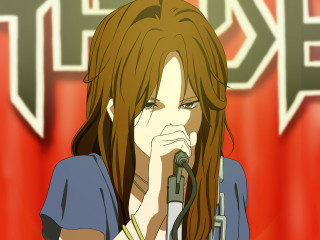 Woman long hair microphone serious - a microphone in front free wallpaper