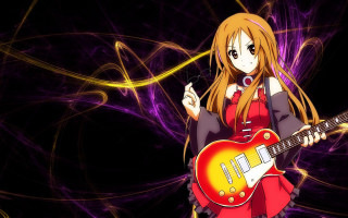 Girl guitar purple background swirls - a guitar free wallpaper