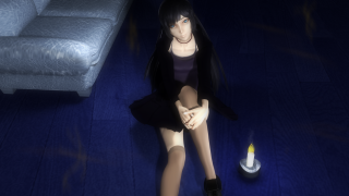 Woman sitting floor candle couch - blender free wallpaper