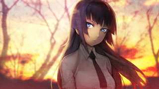 Girl longhair tie sunset autumn - long hair and a tie free wallpaper