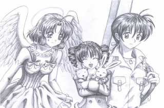 People child angel wings cross - a drawing free wallpaper