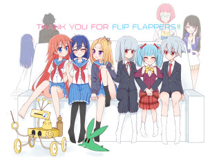 Anime girls thankyou superflat manga - a group of anime girls free wallpaper
