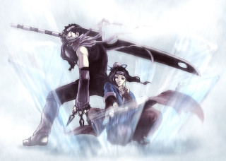 Anime characters sword snow sky - a sword in the air free wallpaper