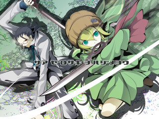 Anime characters swords holding camera - toyism free wallpaper