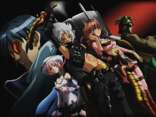 Anime characters group black background 10 - poster art free wallpaper for desktop