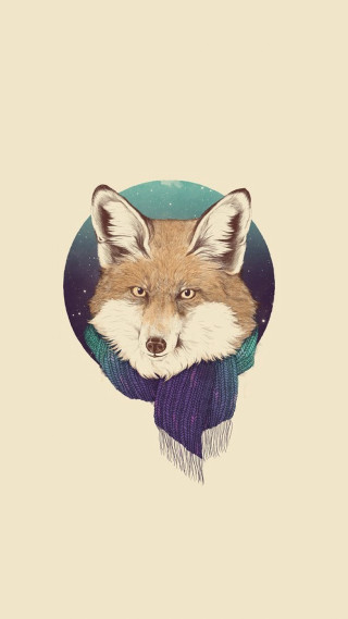 Fox scarf circular frame blue - its neck free wallpaper