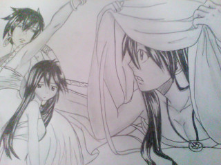 Two people long hair holding - a drawing free wallpaper