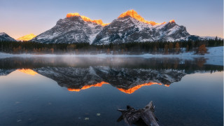 Mountain reflection lake sunset forest 2 - sunset free wallpaper