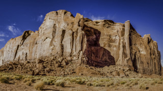 Desert rock formation clouds bushes 2 - derek chittock free wallpaper