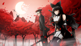 Anime couple forest full moon - full free wallpaper