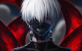 White haired demon faced man - white hair free wallpaper for desktop