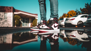 Reflection sneakers city outdoors motor - a pair of sneakers free wallpaper