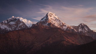 Mountain snow peak sunset clouds 2 - peak in the background free wallpaper
