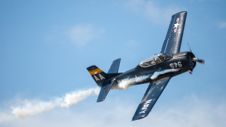 Small airplane blue sky smoke 3 - the back of the plane free wallpaper