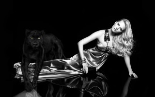 Woman dress black cat reflection - evert collier free wallpaper