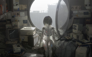 Woman cyberpunk android redeyes clutter - cyberpunk art free wallpaper