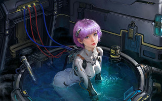 Futuristic woman water cockpit cyberpunk - cyberpunk art free wallpaper